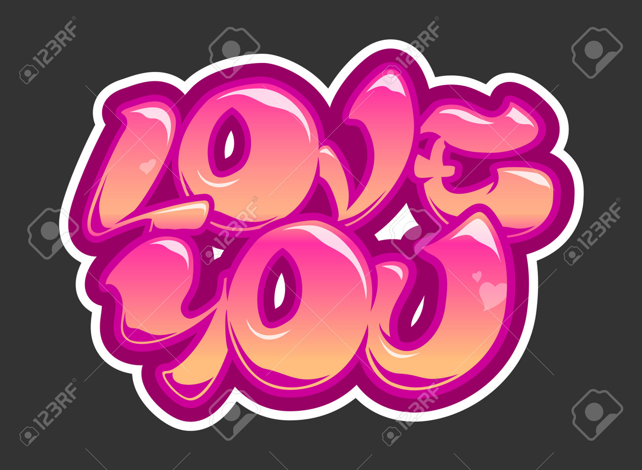 Love You Graffiti Lettering Sticker. Valentines Day Card Vector Design  Element. Royalty Free SVG, Cliparts, Vetores, e Ilustrações Stock. Image  195432929., image size:1300x953