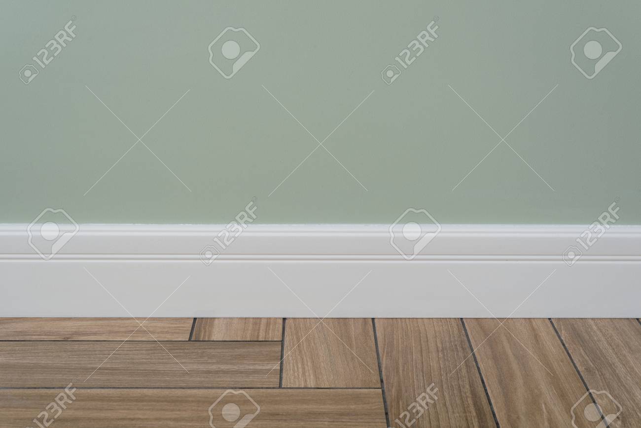 Interior Concept Light Green Matte Wall White Baseboard And