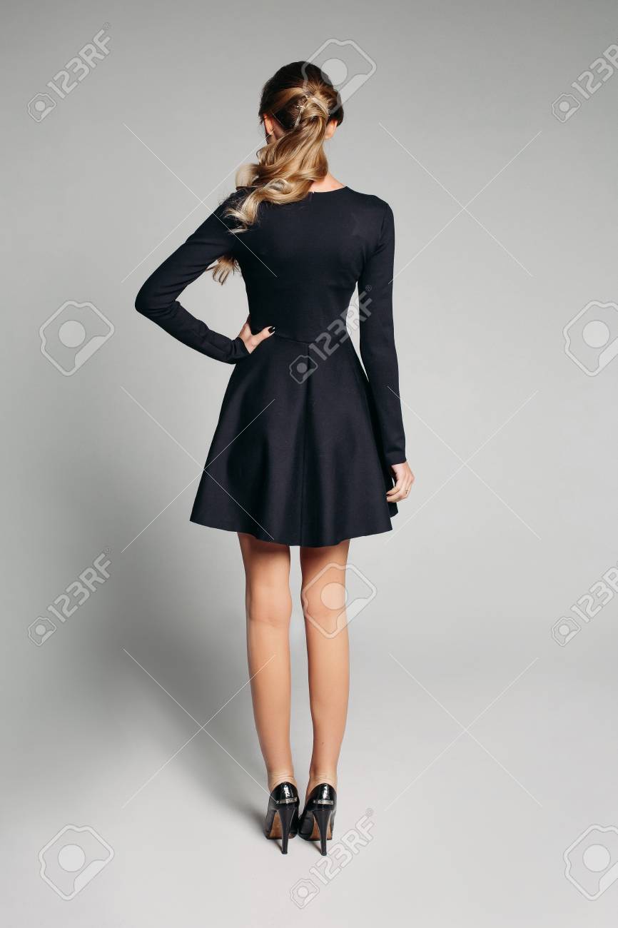 black dress high heels