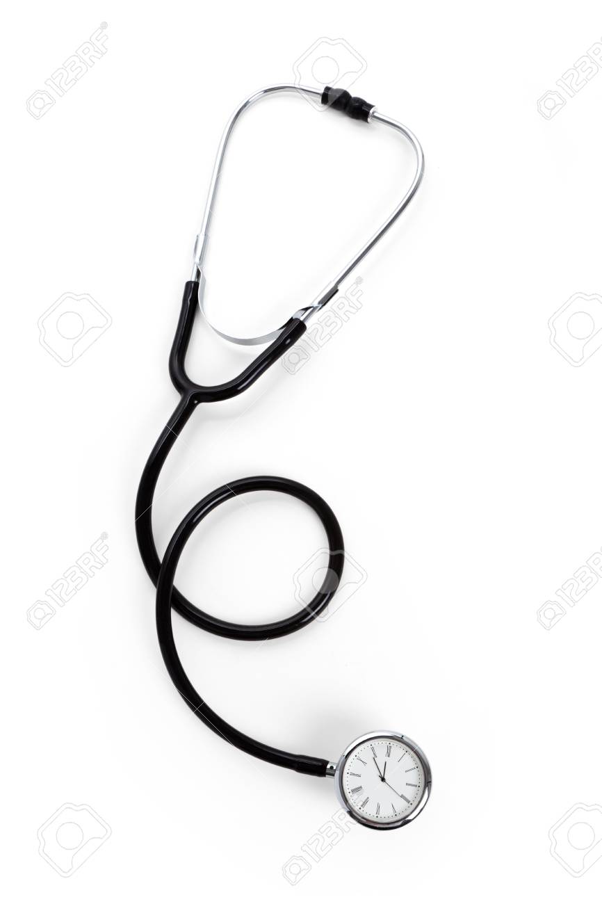 stethoscope and clock concept of time problems stock photo picture