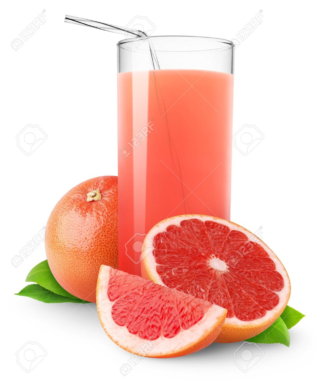 Glass Of Pink Grapefruit Juice Isolated 