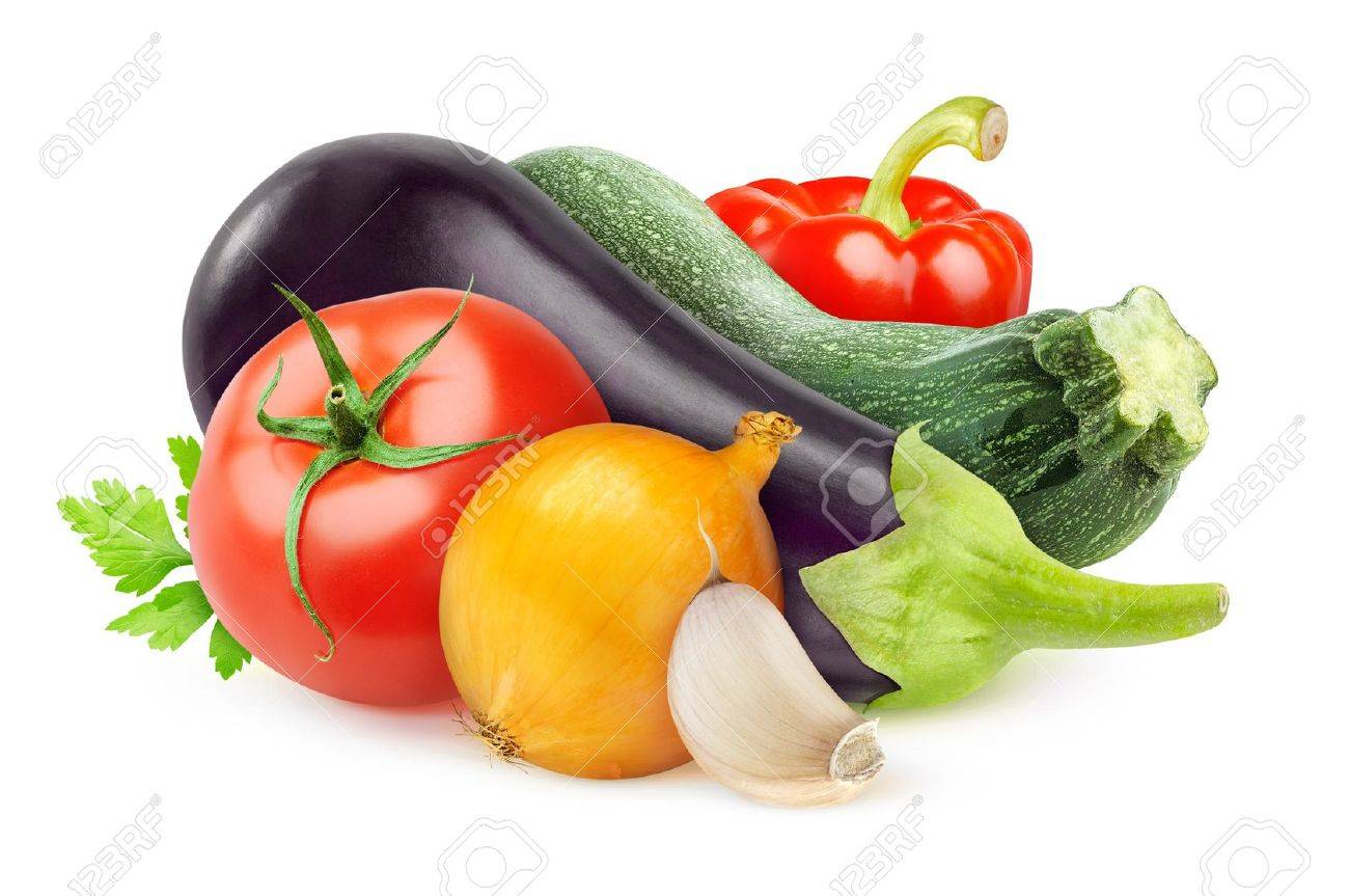 Fresh Vegetables Ratatouille Ingredients Isolated On White Stock Photo Picture And Royalty Free Image Image