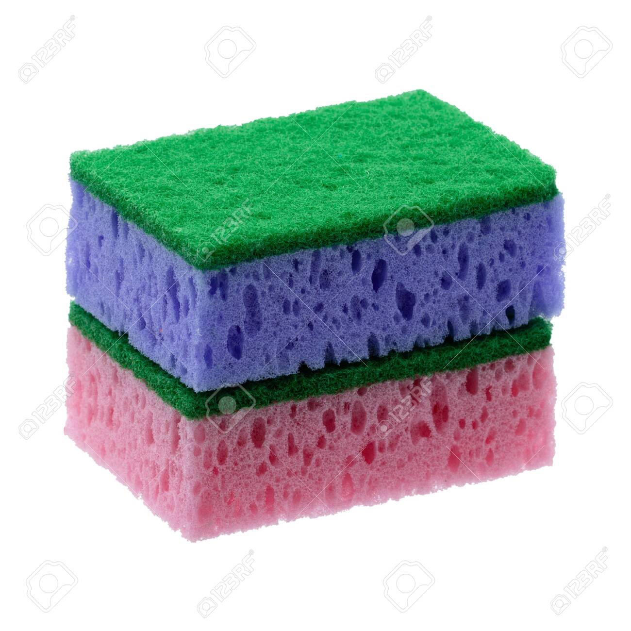 Close Up Of Kitchen Sponge For Dishes Washing Isolated On White Stock Photo Picture And Royalty Free Image Image 151163239