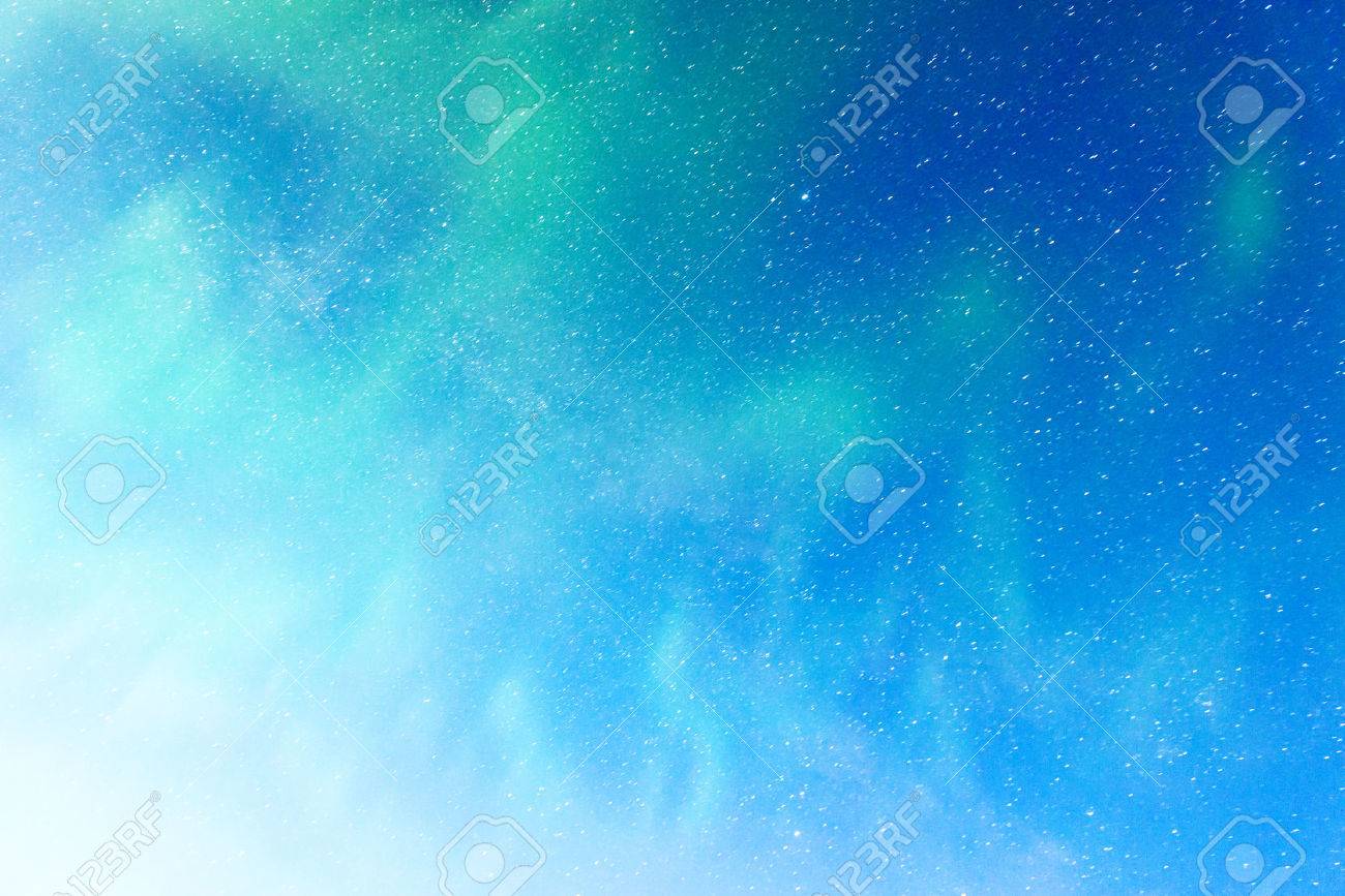 Beautiful Northern Light Blue Starry Sky Background Forces
