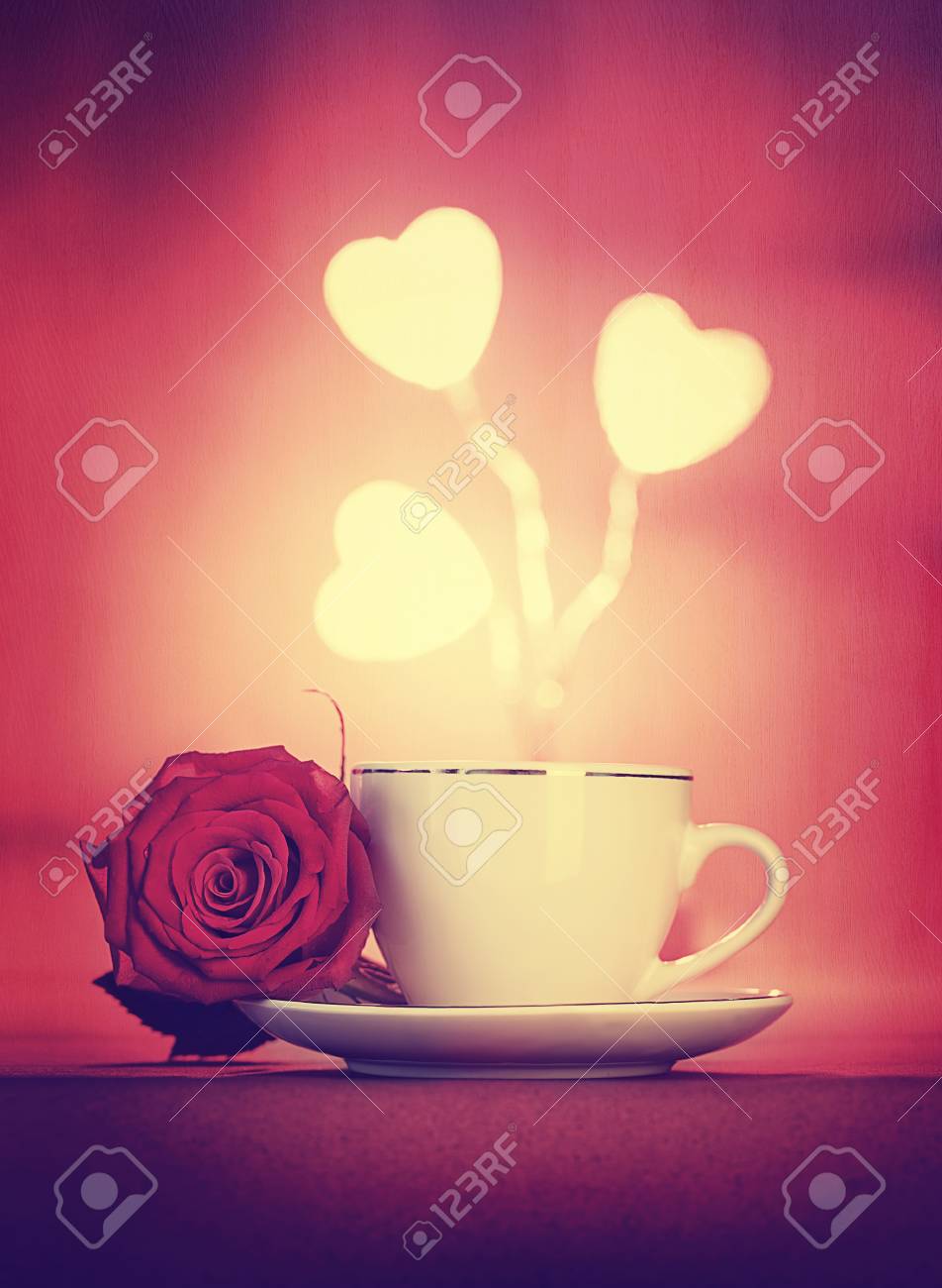 Beautiful Romantic Still Life, Morning Coffee Decorated With Fresh ...