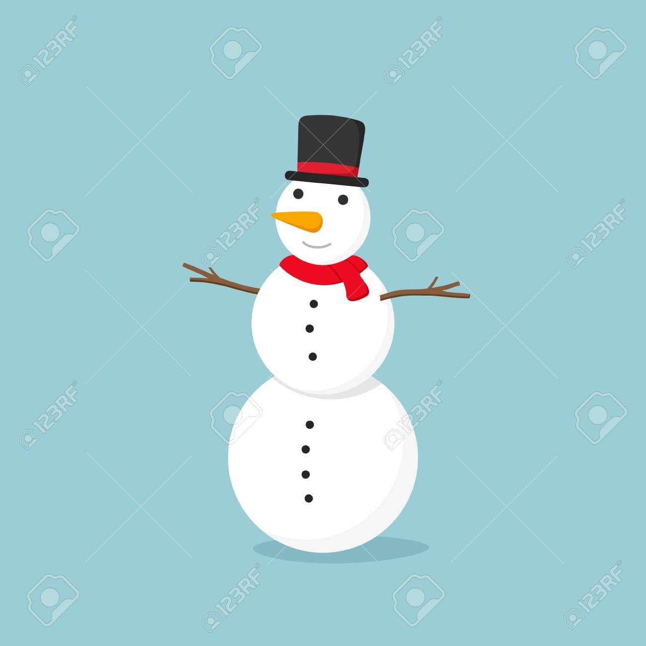 青の背景に白の雪だるま イラスト のイラスト素材 ベクタ Image