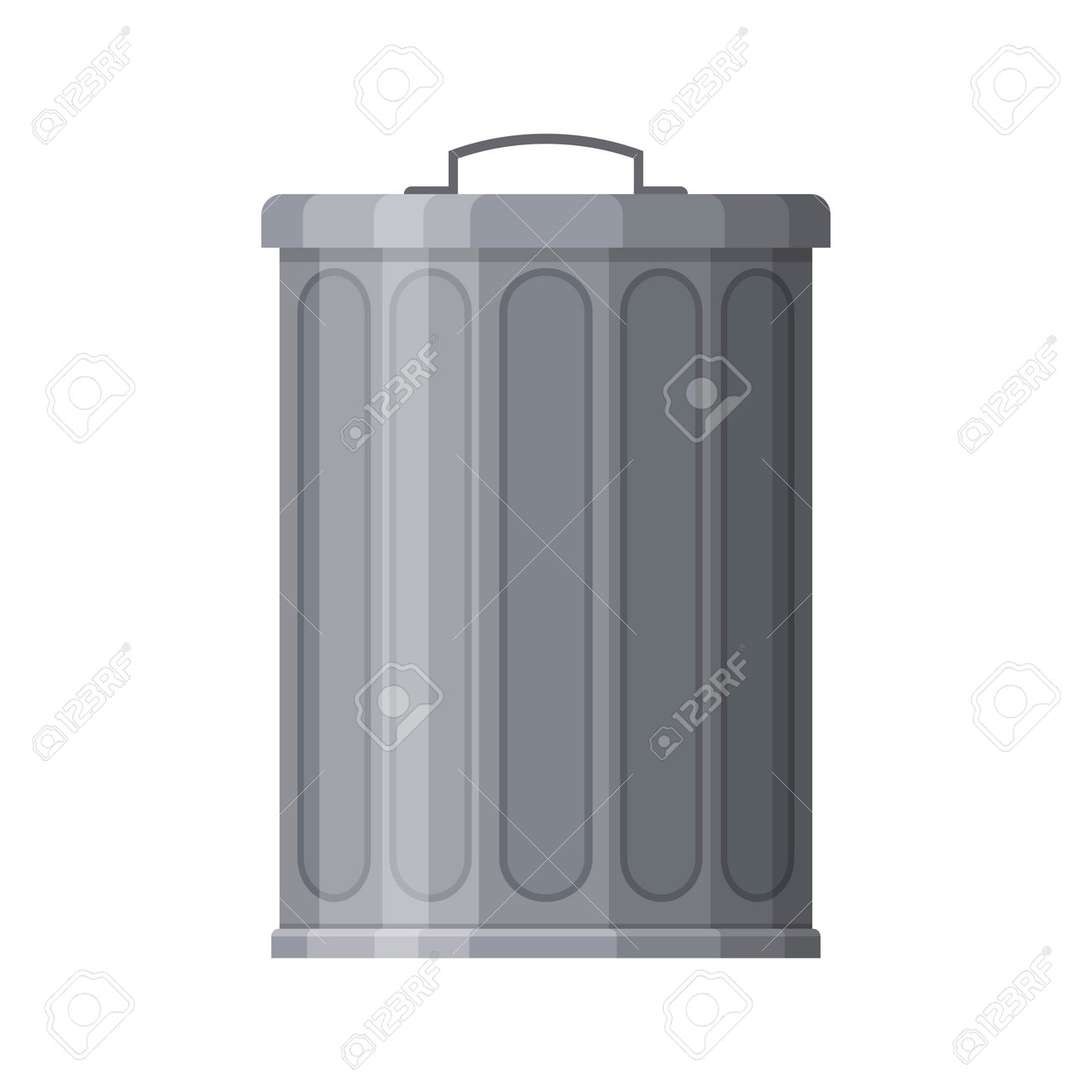 Metal trash bin isolated on white background. Garbage container with closed lid. Steel trash bucket. Vector illustration - 162713194 Metal trash bin isolated on white background. Garbage container with closed lid. Steel trash bucket. Vector illustration - 162713194
