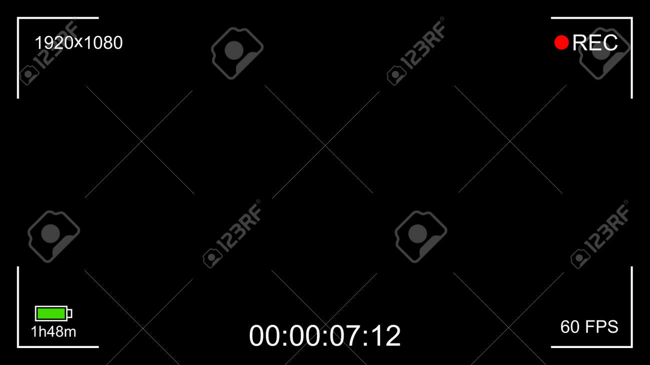Black camera recording interface viewfinder with digital focus and exposure settings. Screen photography frame with battery status, video quality, Image stabilization. Vector illustration - 163564331 Black camera recording interface viewfinder with digital focus and exposure settings. Screen photography frame with battery status, video quality, Image stabilization. Vector illustration - 163564331