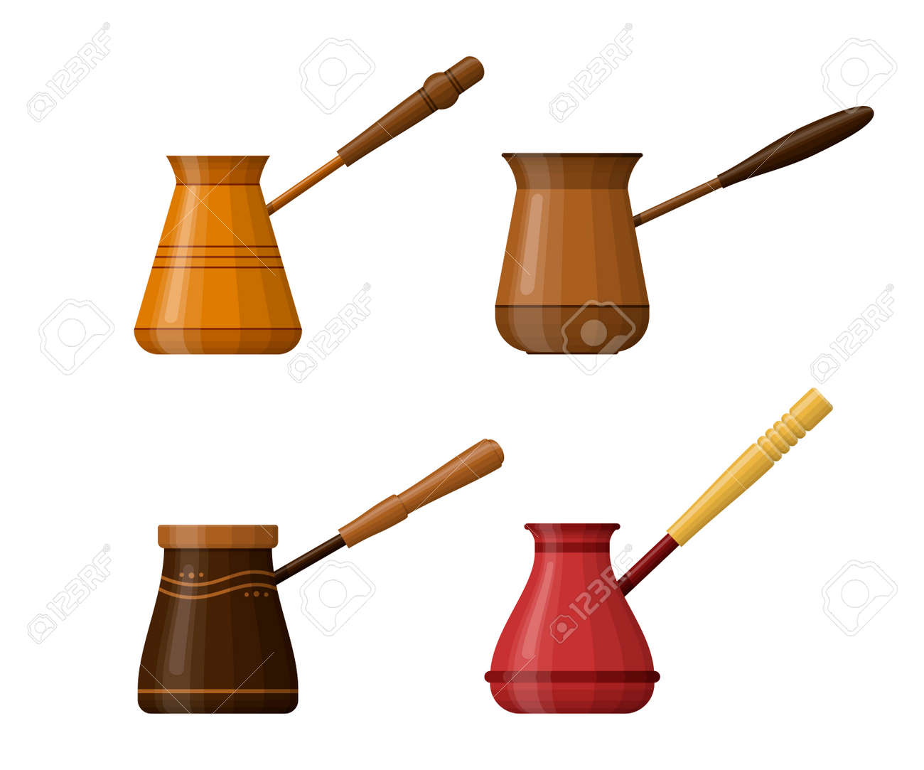 Coffee cezve set isolated on white background.. Bowl with a handle for making coffee on the stove. Turkish pots of coffee. Hand-drawn coffee makers. Coffeepot Vector illustration - 166023337 Coffee cezve set isolated on white background.. Bowl with a handle for making coffee on the stove. Turkish pots of coffee. Hand-drawn coffee makers. Coffeepot Vector illustration - 166023337