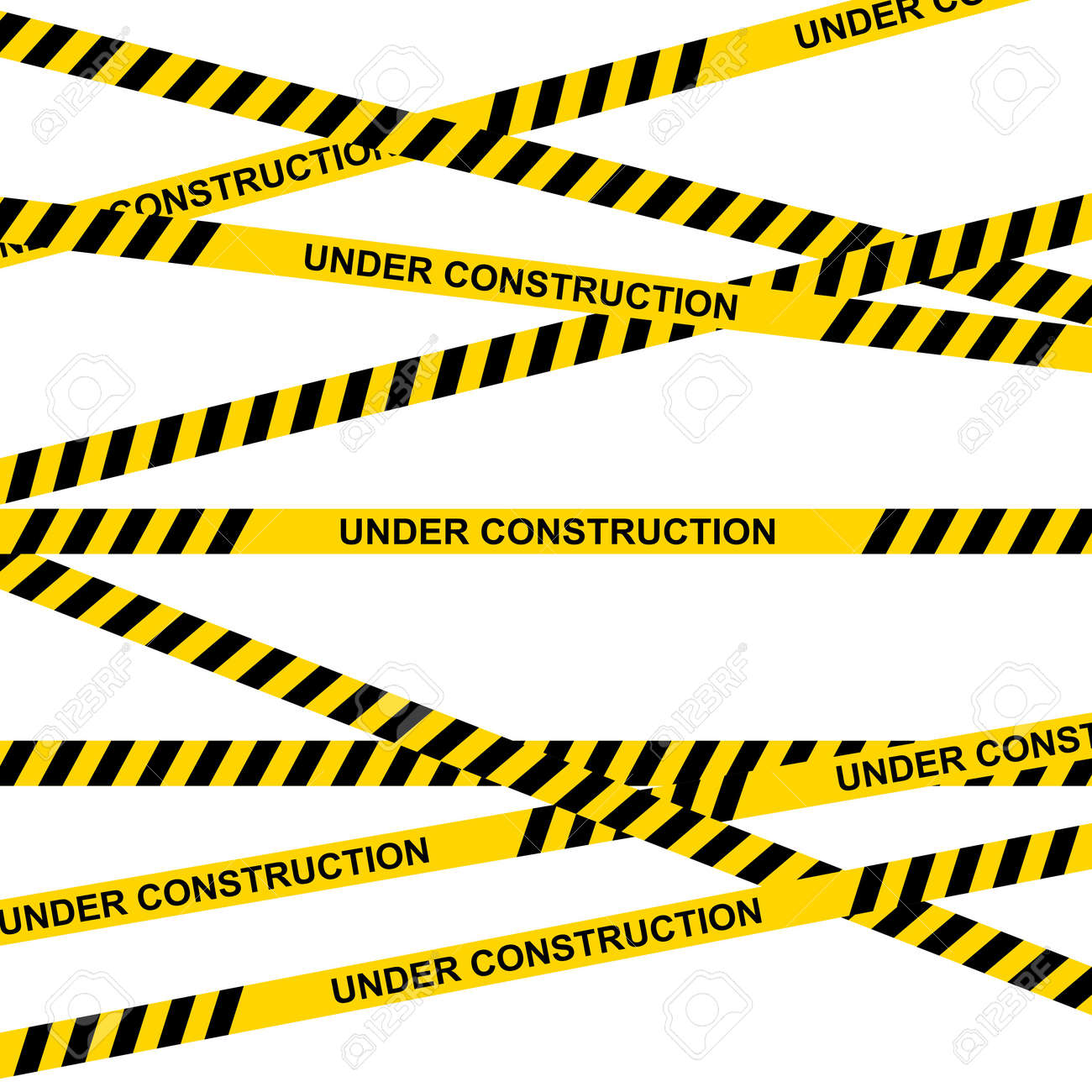 Yellow And Black Warning Tapes With Text Under Construction Isolated On  White Background. Police Insulation Line, Signs Of Warning, Do Not Cross,  Caution. Barricade Construction Tape. Vector Royalty Free SVG, Cliparts,  Vectors,