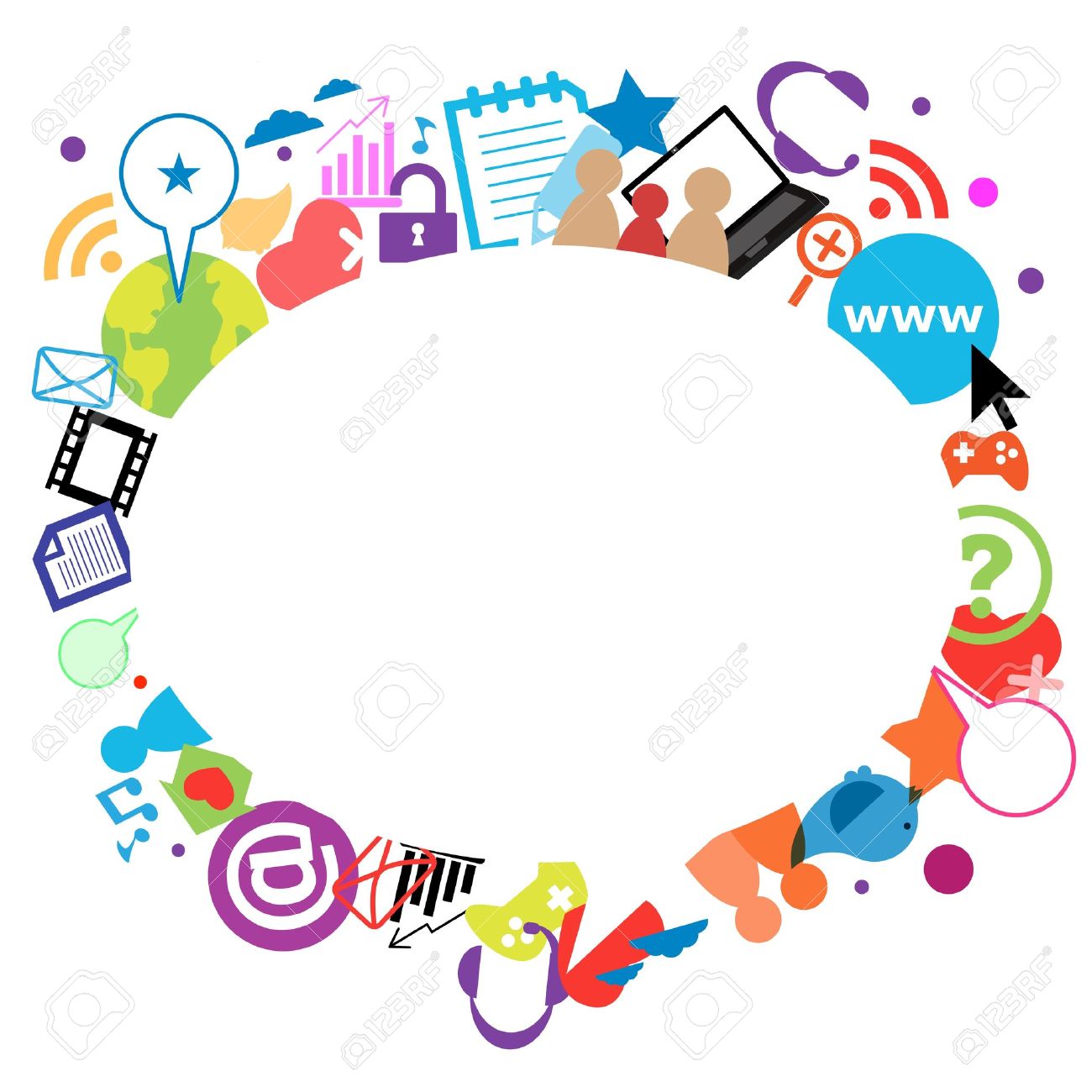 social network background with media icons royalty free cliparts