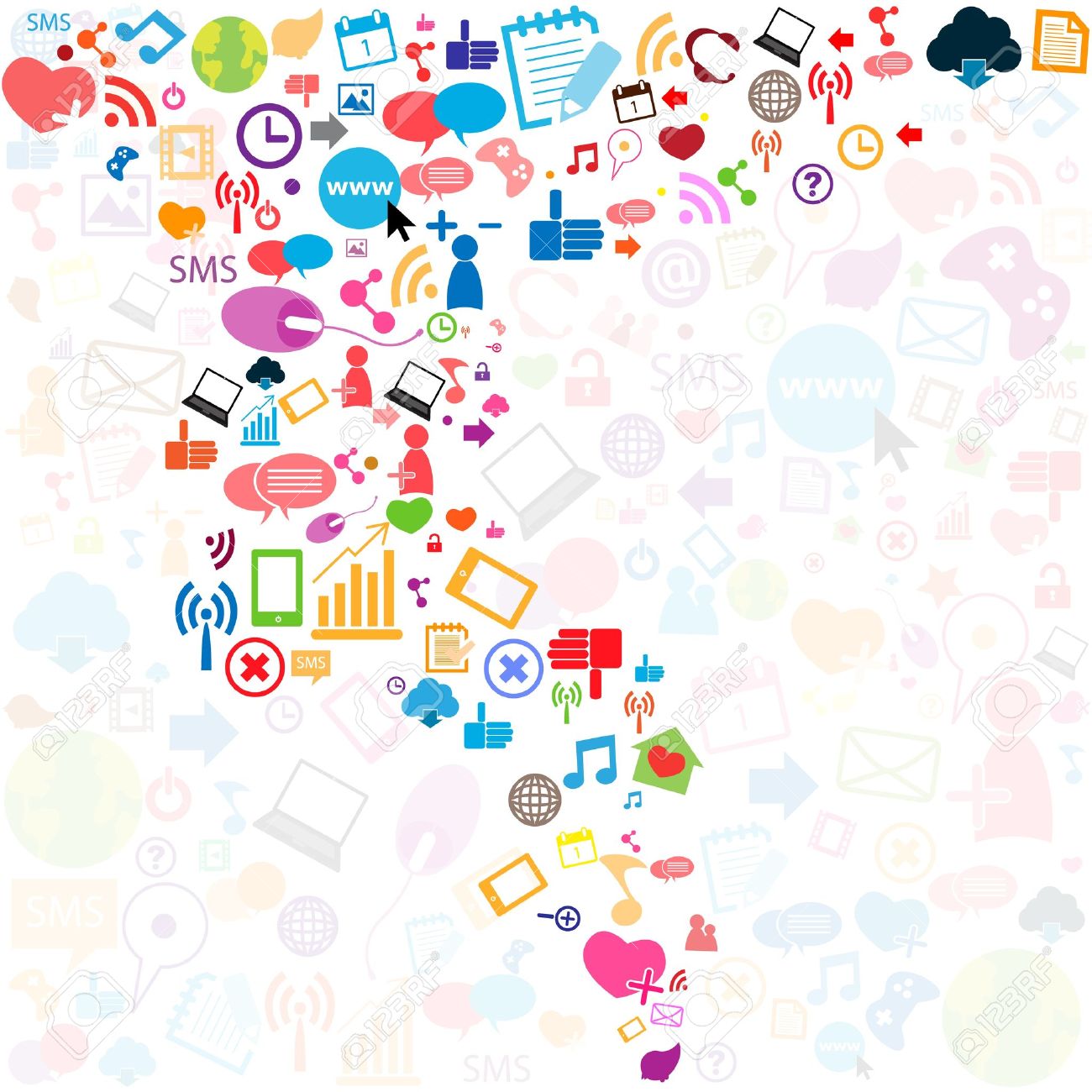 social network background with media icons royalty free cliparts