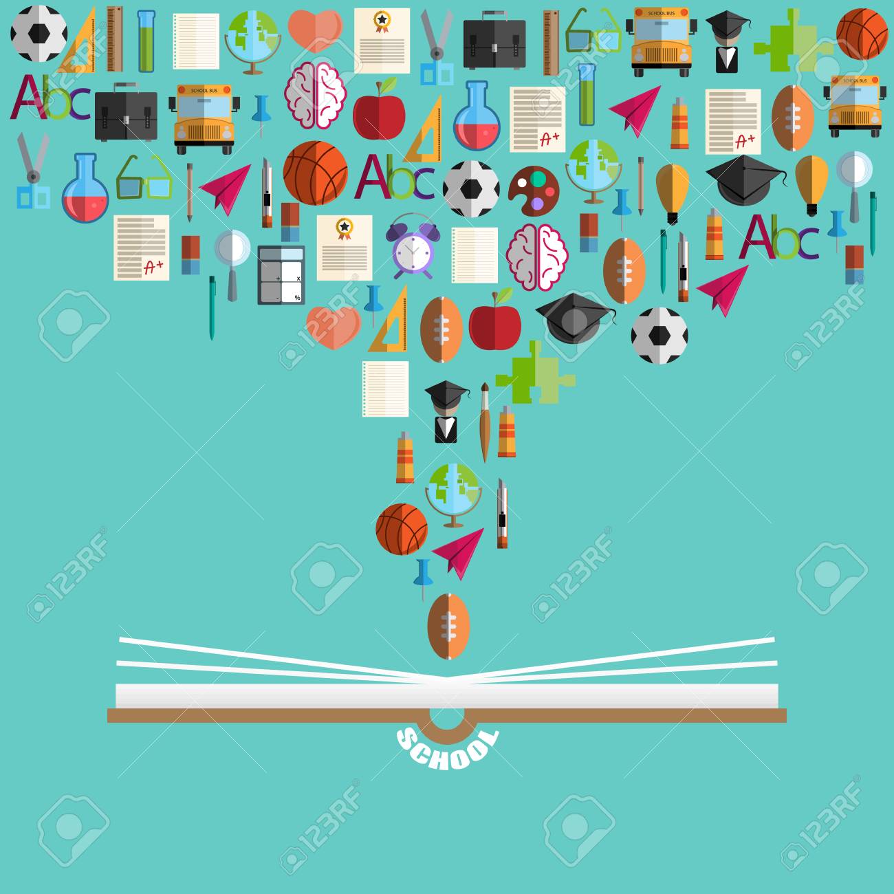 Back to school flat illustration and with graduation concept in flat style. - 58733516 Back to school flat illustration and with graduation concept in flat style. - 58733516