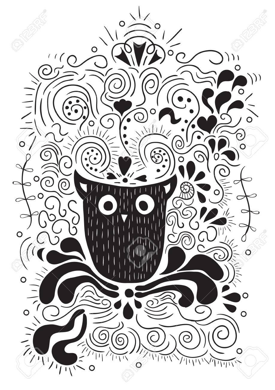 Halloween Del Búho Letras De La Mano La Bandera Y Adornos Esta Noche Es Una Fiesta Muy Aterrador Cartel O Impresión Dibujo De Vector De La Mano Ilustraciones Vectoriales Clip Art Vectorizado