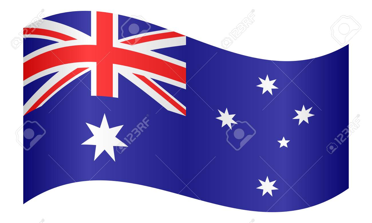 オーストラリアを振って白い背景の上の旗 オーストラリアの国旗 のイラスト素材 ベクタ Image