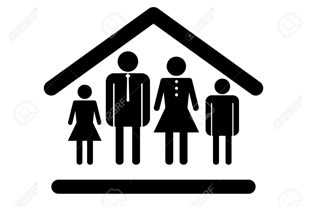 Family Symbol House Sign Characters In Black And White Symbolic Icon Concept Of Families As A Unit Together Stock Photo Picture And Royalty Free Image Image 4538281