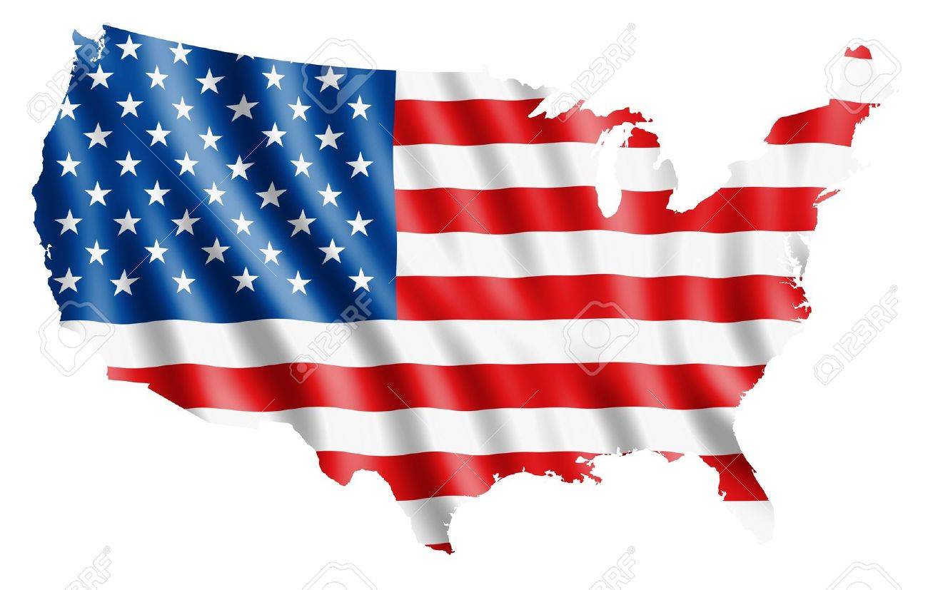 USA map with rippled flag on white illustration - 12955571 USA map with rippled flag on white illustration - 12955571