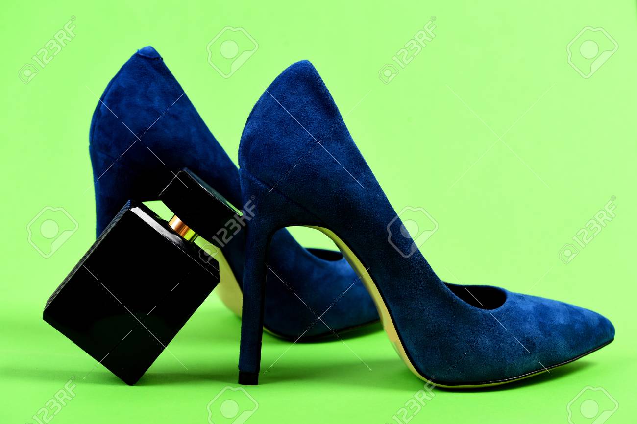 blue high heel perfume