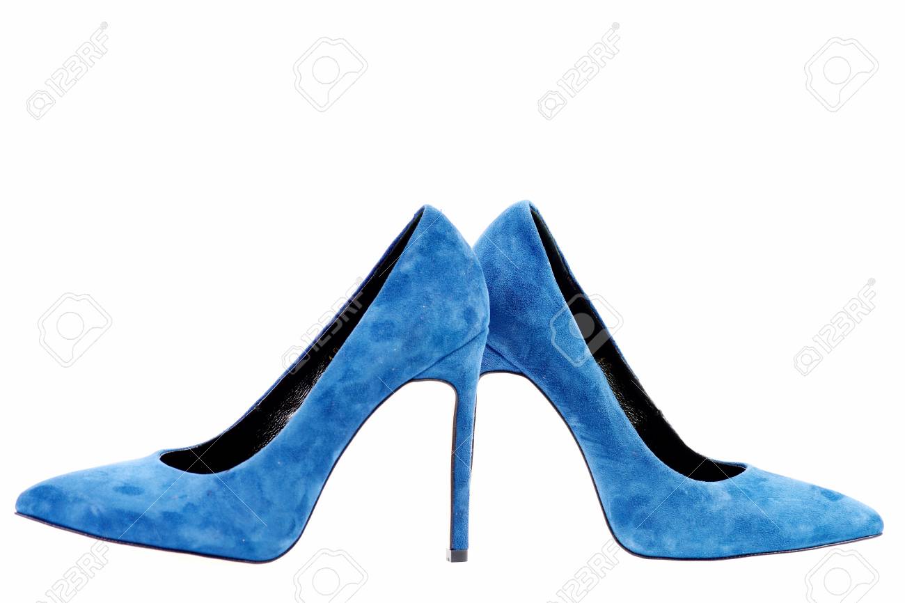 blue suede high heel shoes