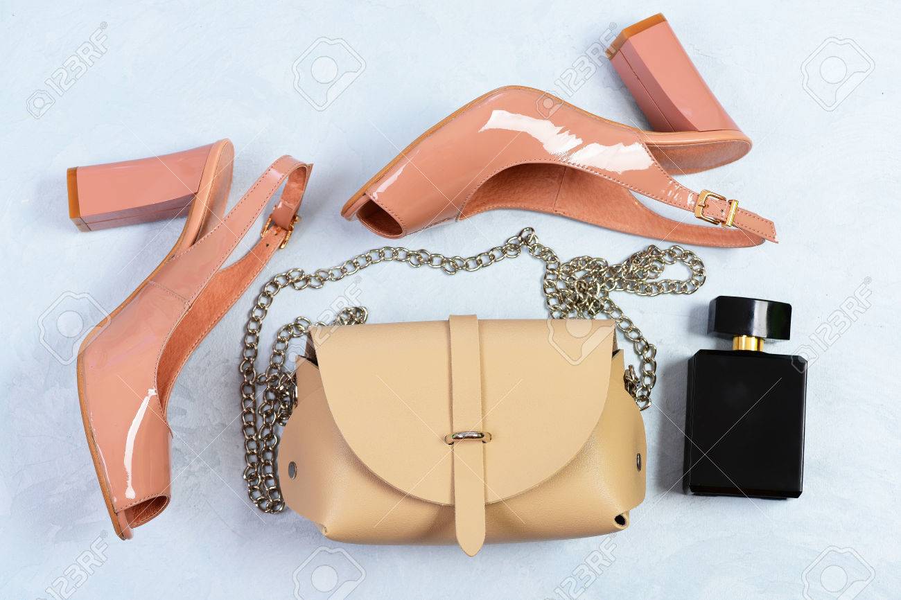 light pink shoes and bag