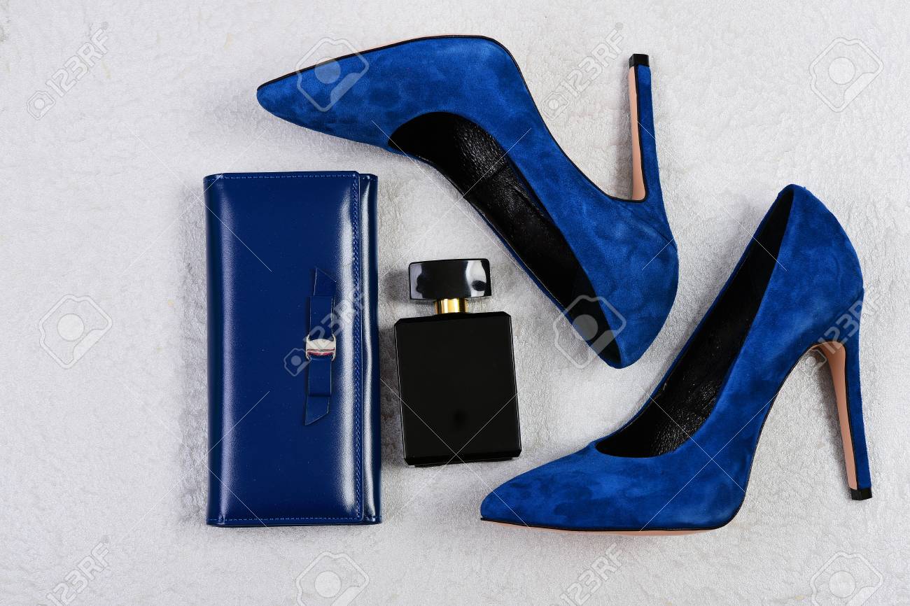 blue high heel perfume