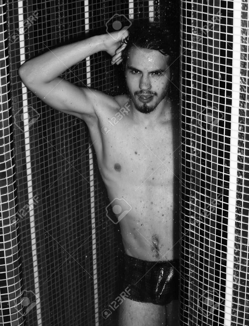 Handsome Muscular Sexy Man Washes In Shower Stock Photo 102165435 Handsome Muscular Sexy Man Washes In Shower Stock Photo 102165435