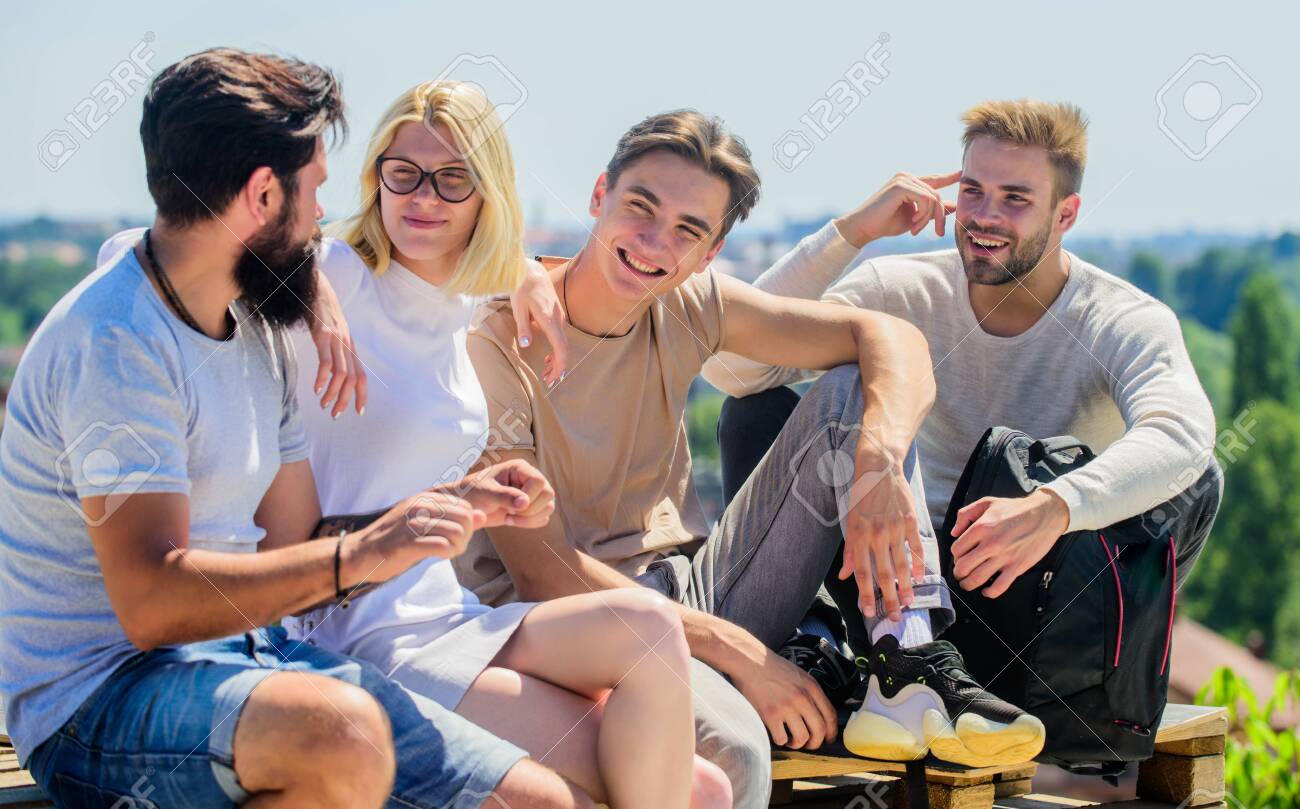 We Are Family Happy Men And Girl Relax Group Of People In Casual Stock Photo Picture And Royalty Free Image Image 138036974