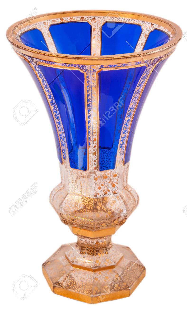 Antique Vase Bohemian Glass 19th Isolated On White Stock Photo