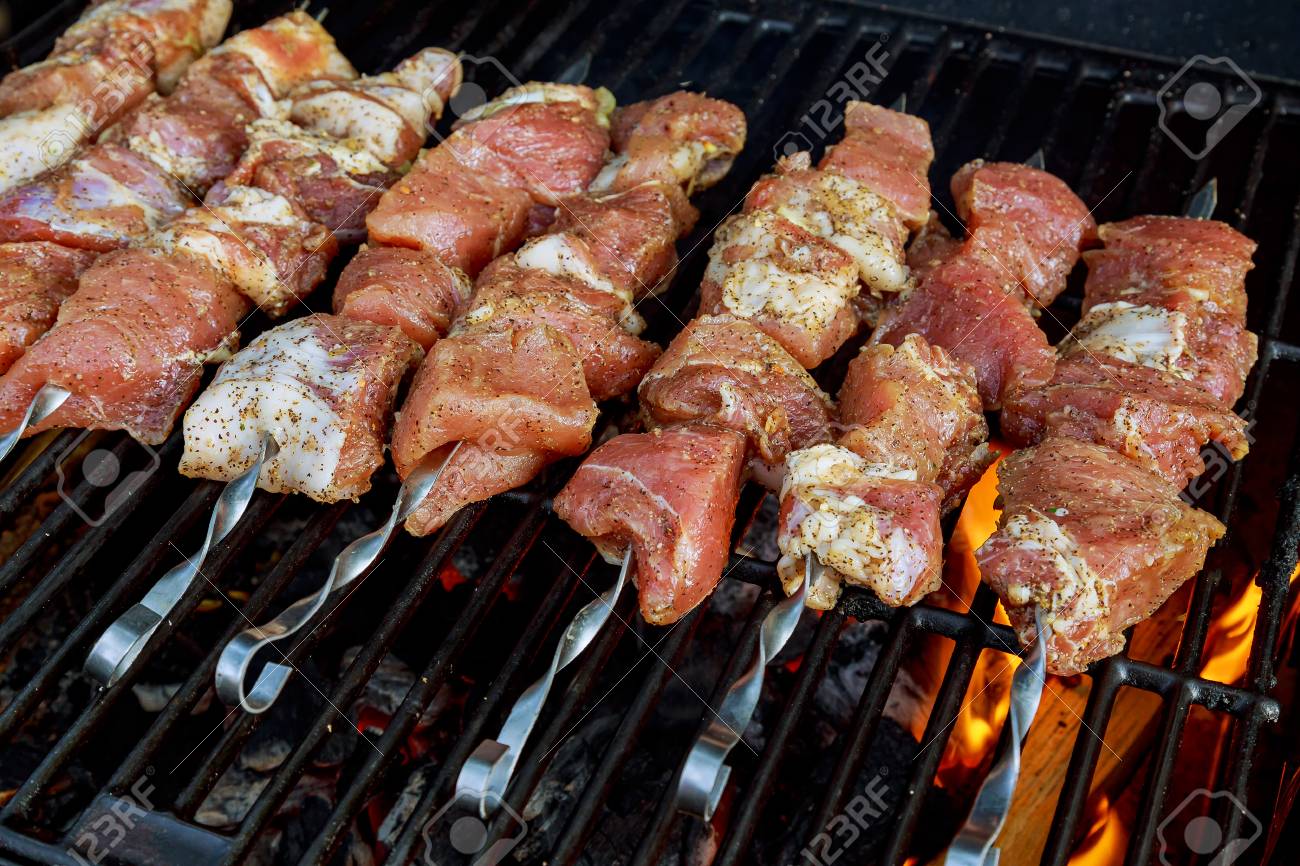 Saine Shish Kebab Poulet Grillé Barbecue Viande Turque Sur Saine Shish Kebab Poulet Grillé Barbecue Viande Turque Sur