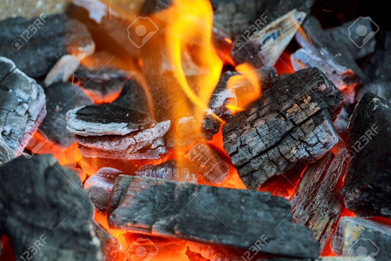 Charcoal Fire Wood Burning Wood And Coal In Fireplace Stock Photo Picture And Royalty Free Image Image 80559009