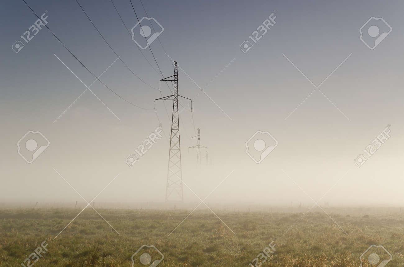 POWER ENGINEERING - High-voltage line fastened on a great tower truss - 168477653 POWER ENGINEERING - High-voltage line fastened on a great tower truss - 168477653