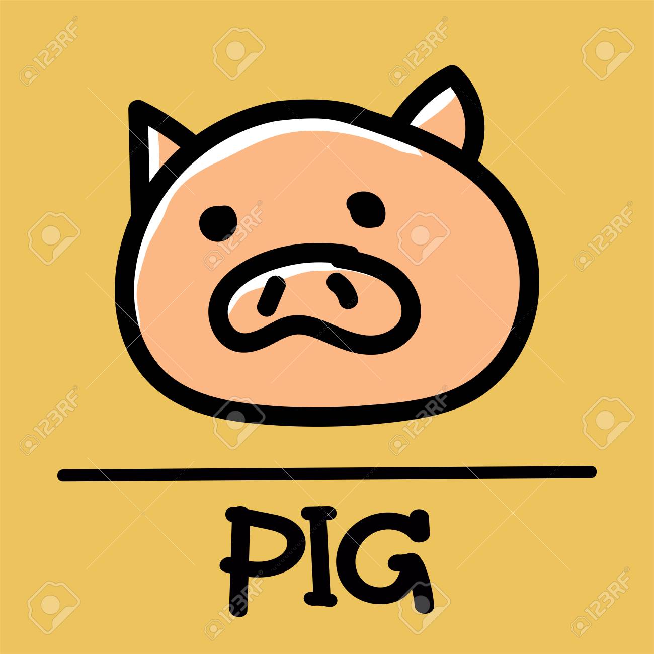 かわいいブタの手描きスタイル 図面 手描き下ろしイラストです のイラスト素材 ベクタ Image