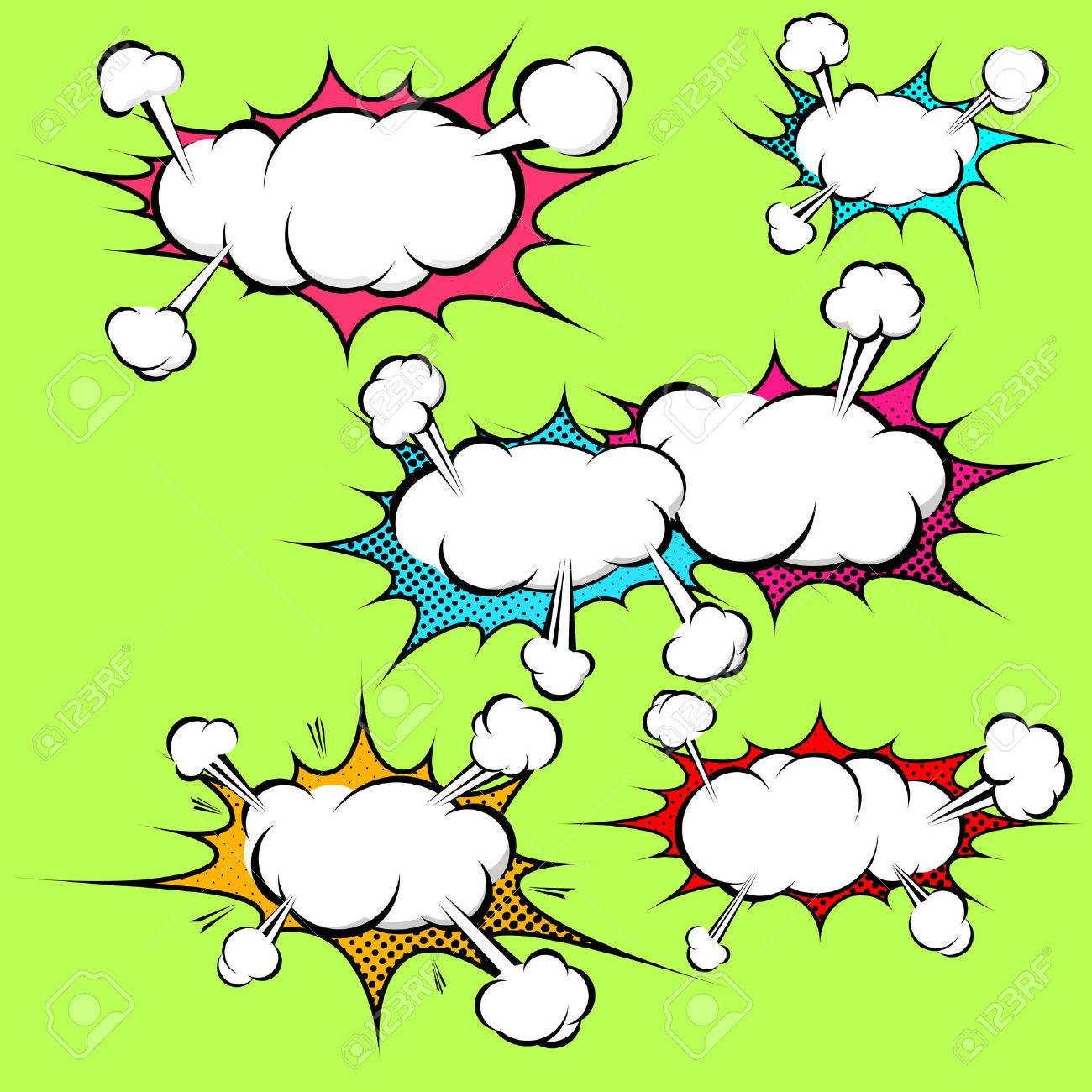 Explosion Explosion De Vapor Nubes Pop Art Coleccion Comics Patron Libro Plantilla De Fondo Ilustracion Vectorial Ilustraciones Vectoriales Clip Art Vectorizado Libre De Derechos Image