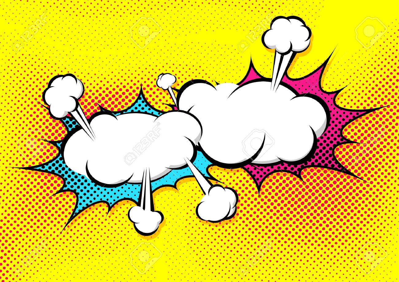 speech explosion bubble collision pop art style funny balloon