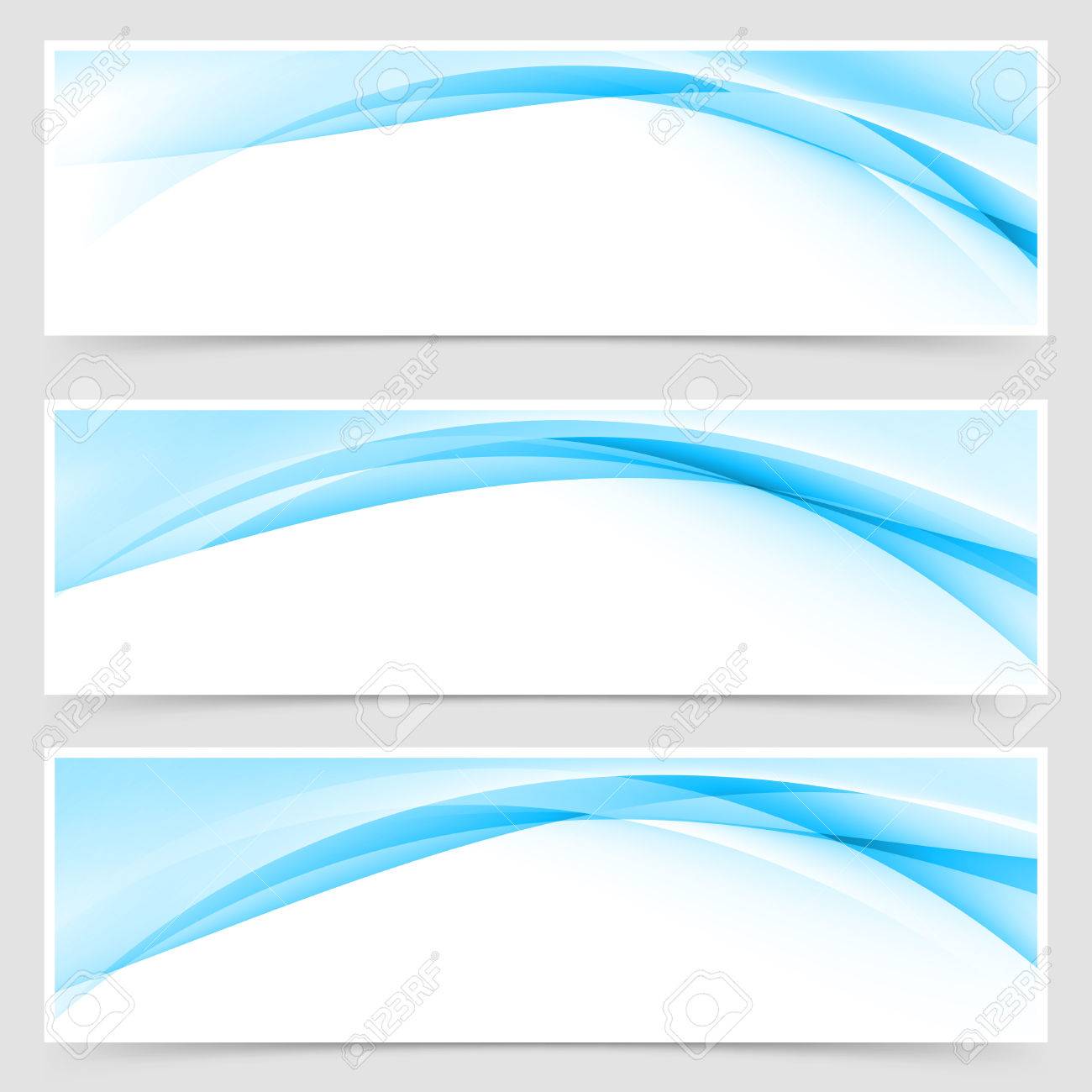 soft blue wave border template header set vector illustration