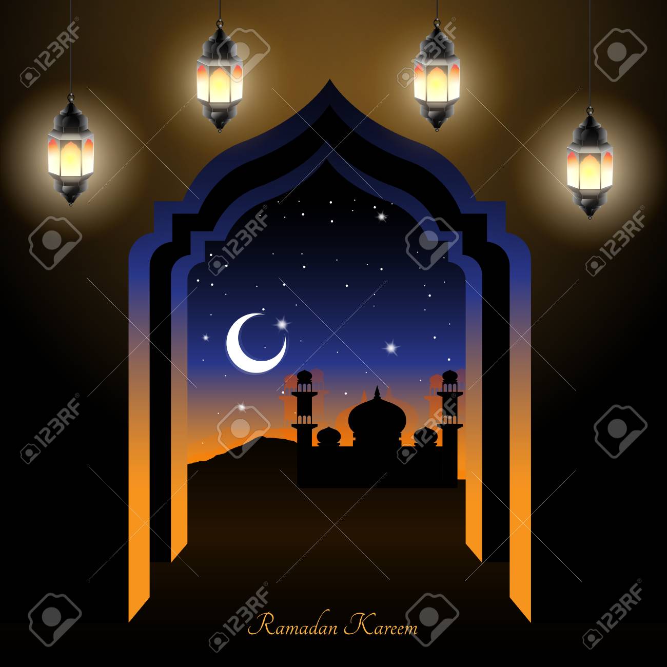 Ramadan Kareem Gruss Arabische Nachte Verziert Mit Licht Von Arabischen Lampen Vektor Illustration Lizenzfrei Nutzbare Vektorgrafiken Clip Arts Illustrationen Image 78352598