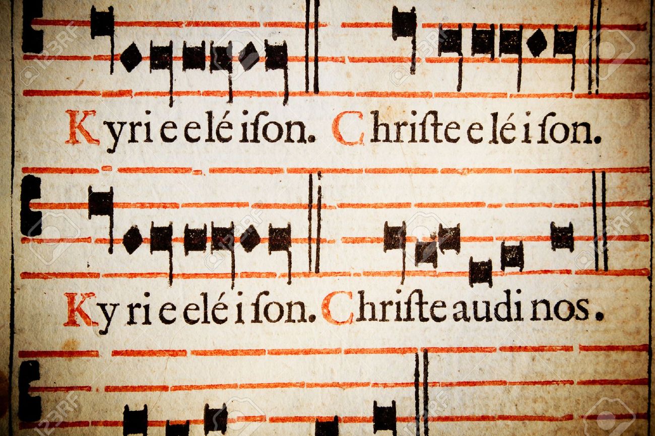 Kyrie Eleison Christe eleison Lord have mercy, Christ have mercy From a 17th century Italian missal Roman Catholic mass rites, in Latin - 13884533 Kyrie Eleison Christe eleison Lord have mercy, Christ have mercy From a 17th century Italian missal Roman Catholic mass rites, in Latin - 13884533