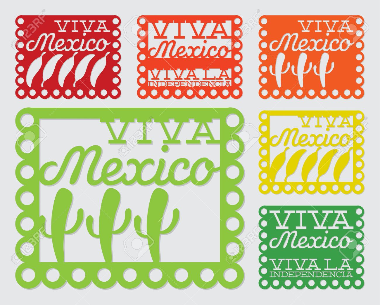 mexican papel picado paper flag decoration set in vector royalty