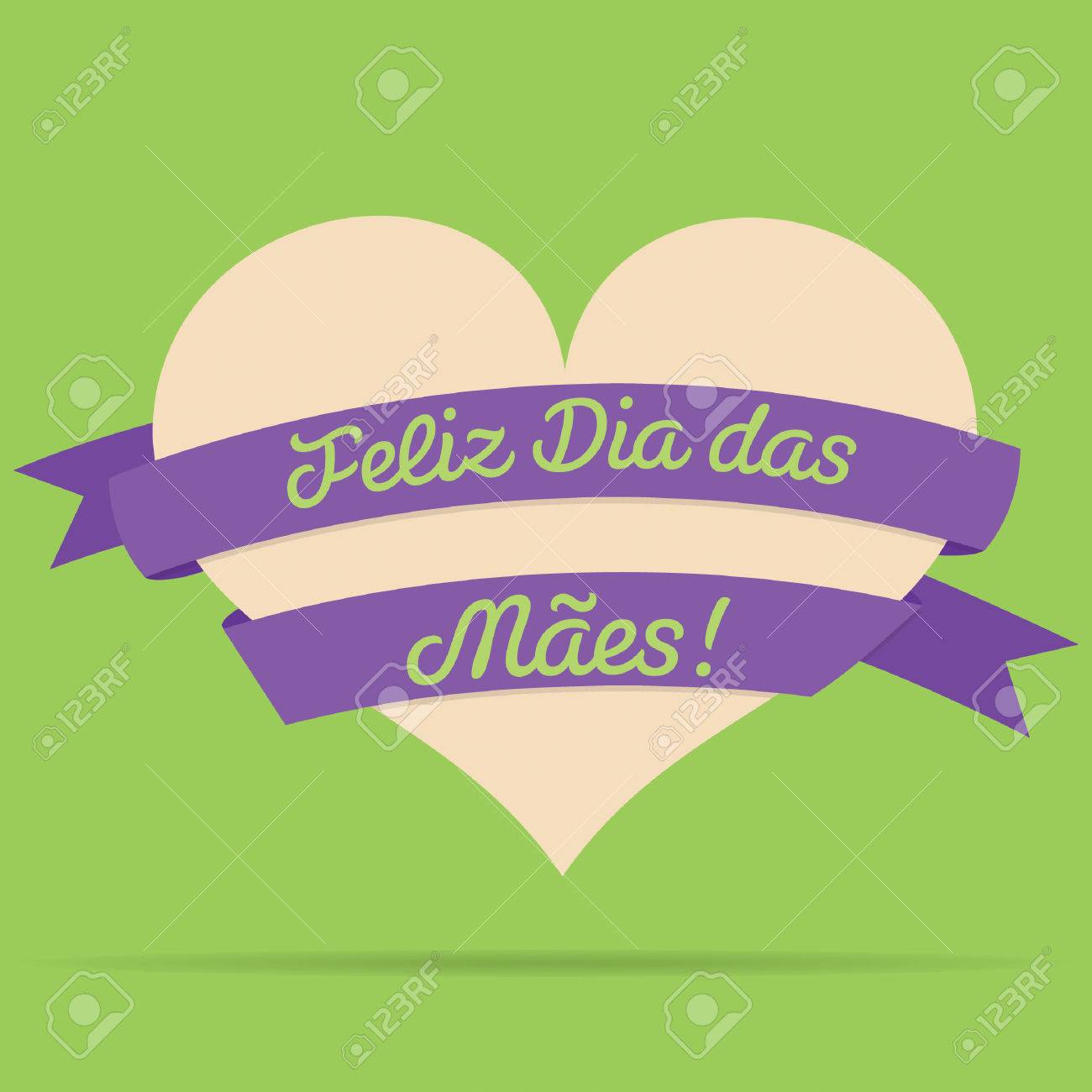 Portugais Coeur Bonne Fete Des Meres Avec Carte De Ruban Clip Art Libres De Droits Vecteurs Et Illustration Image