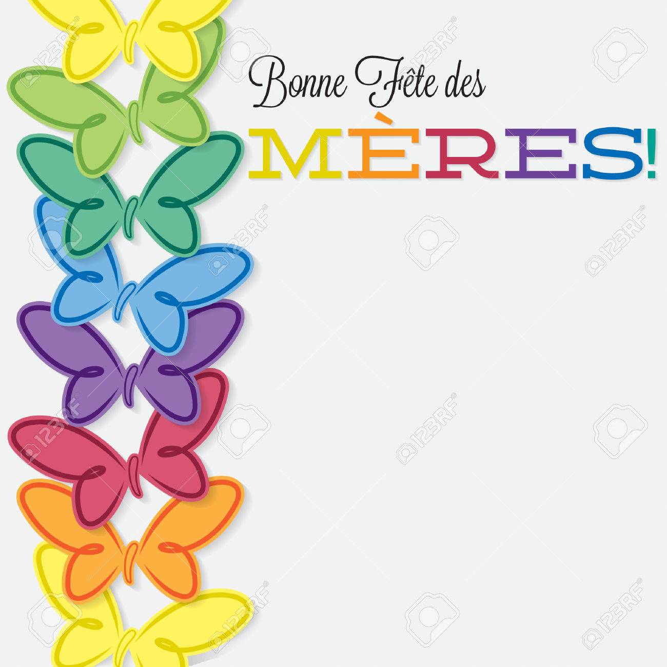 línea francés de la tarjeta del día de la madre mariposas en formato