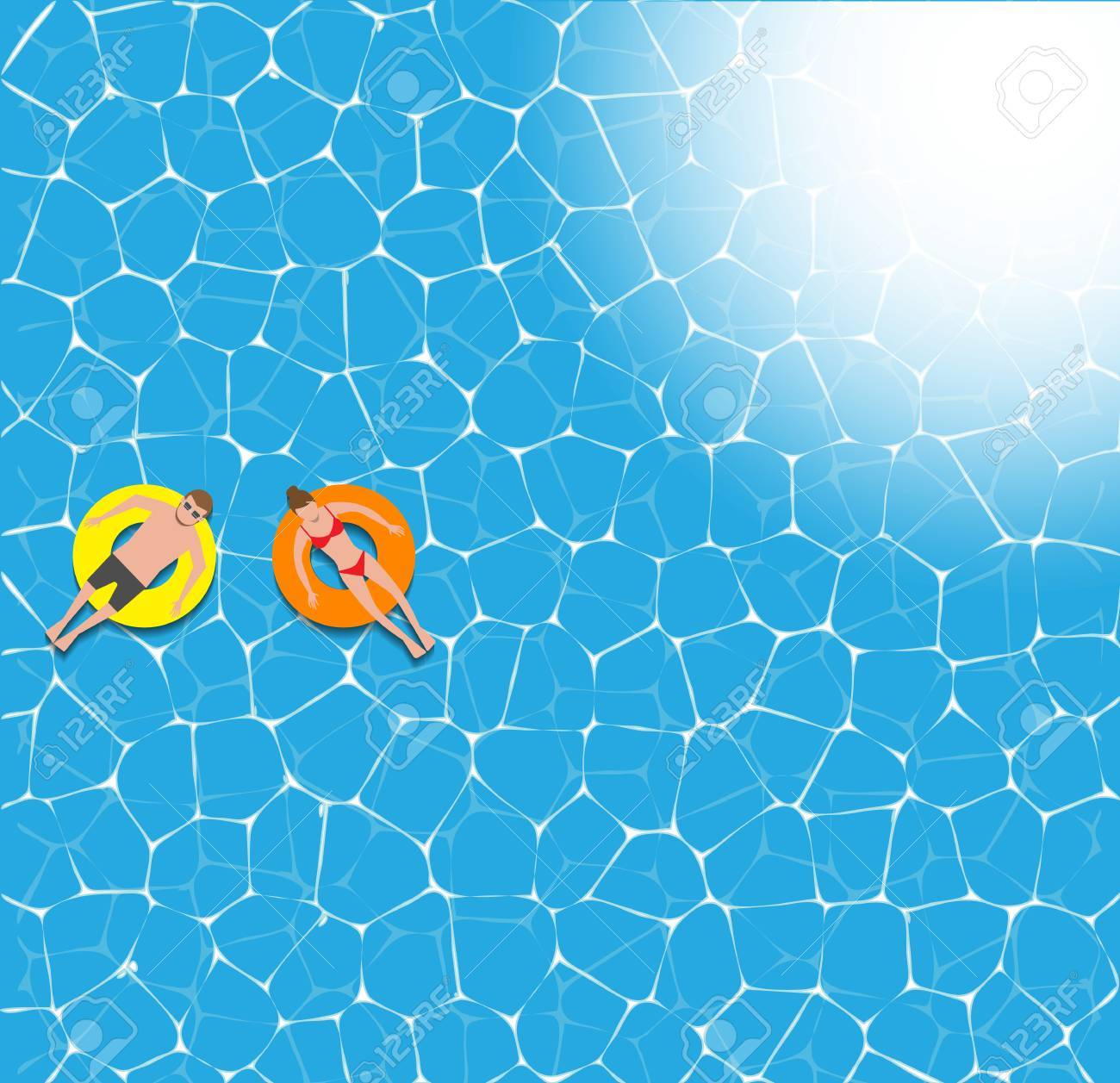 Couple floating on the beach with beautiful sea back ground vector illustration - 60769148 Couple floating on the beach with beautiful sea back ground vector illustration - 60769148