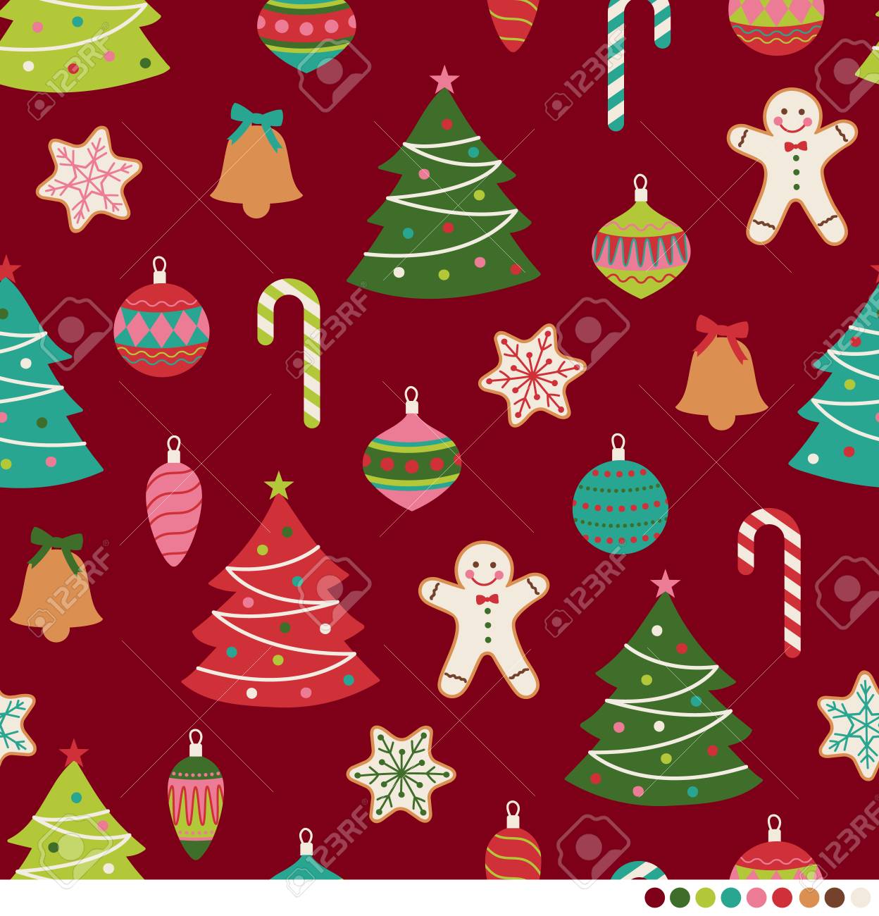 かわいいクリスマスの飾りをシームレスなパターン背景 のイラスト素材 ベクタ Image