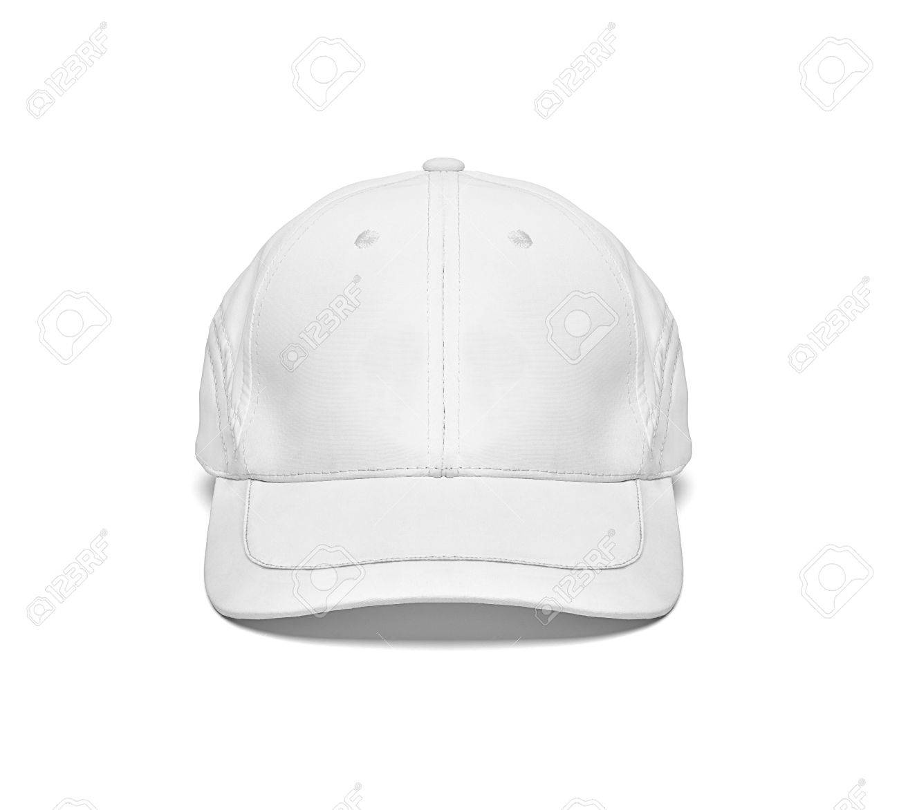 close up of a white cap template template on white background stock