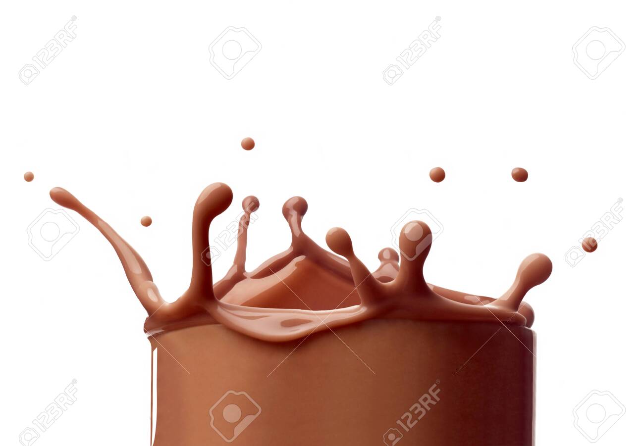 close up of a chocolate milk splash on white background - 142864937 close up of a chocolate milk splash on white background - 142864937