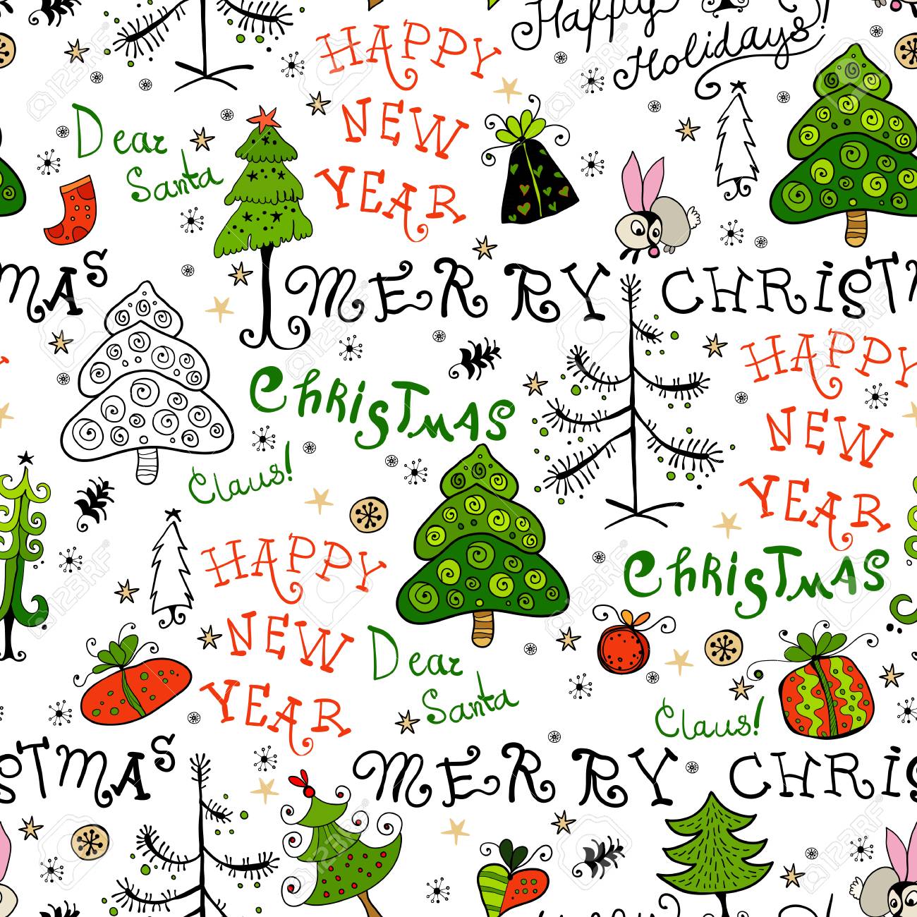 seamless handwritten pattern with
