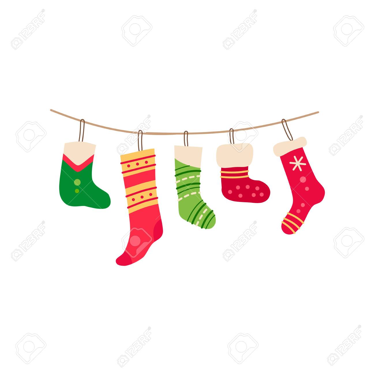 Christmas Socks For Gifts Single Flat Icon Vector Illustration Isolated On White Background Xmas Decoration In Cartoon Style Traditional Christmas Element Of Holiday Royalty Free Cliparts Vectors And Stock Illustration Image 124097191