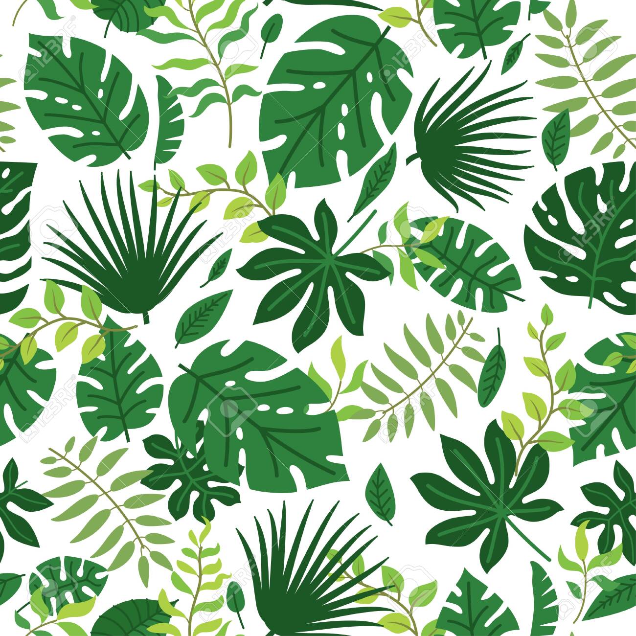Tropical Leaves Vector Pattern Summer Equatorial Rainforest Royalty Free Cliparts Vectors And Stock Illustration Image