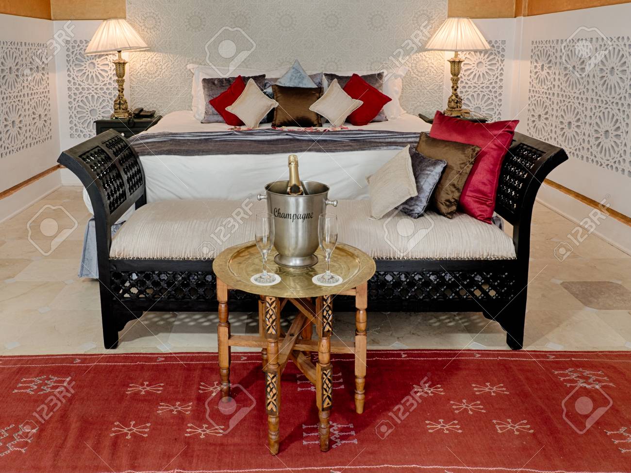 Luxury Suite Bedroom And Couch In Moroccan Style