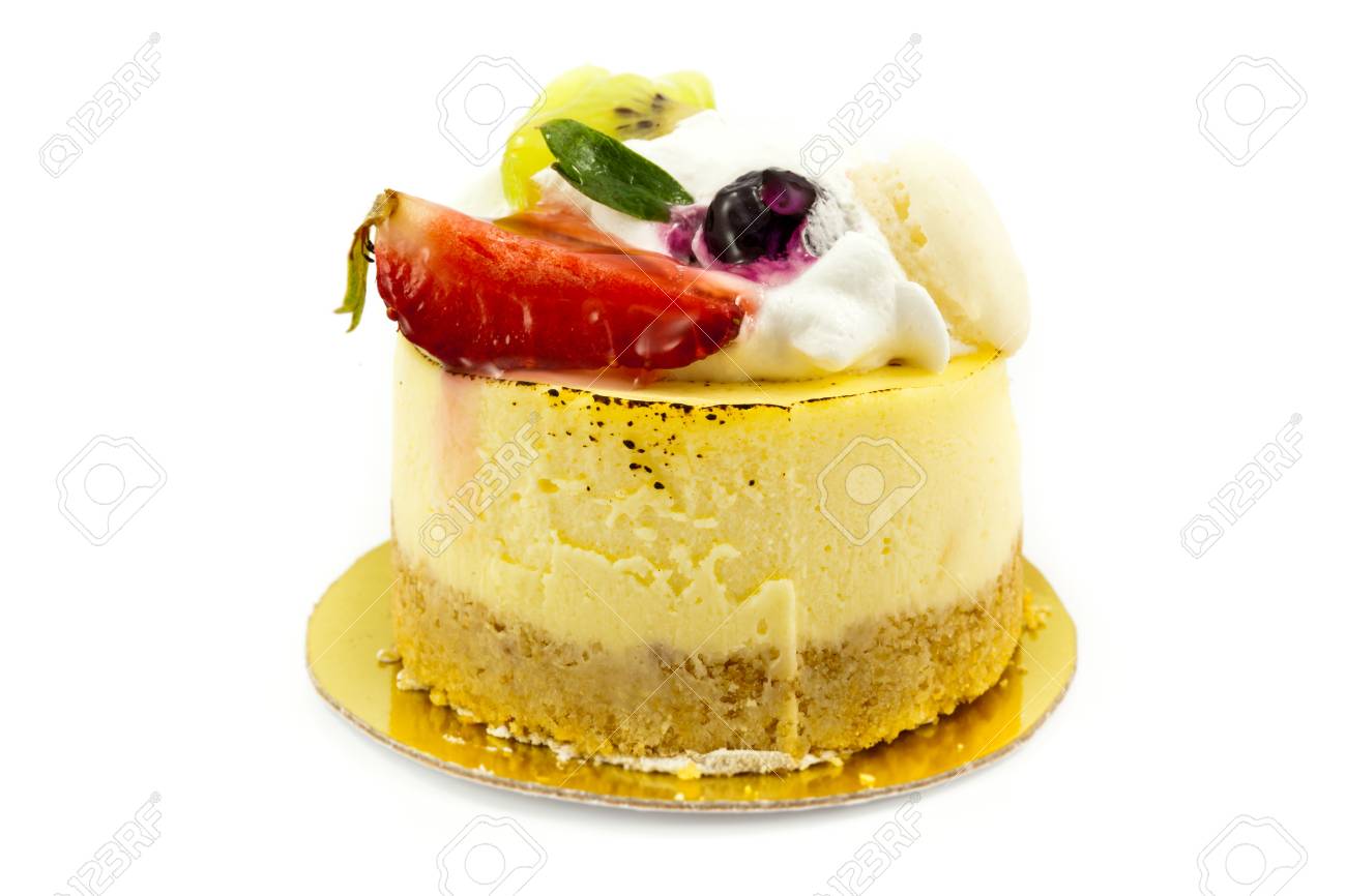 白い背景の上のニューヨーク チーズ ケーキ の写真素材 画像素材 Image
