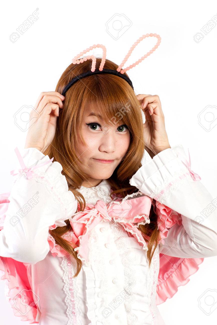 白い背景のロリータのコスプレ の写真素材 画像素材 Image